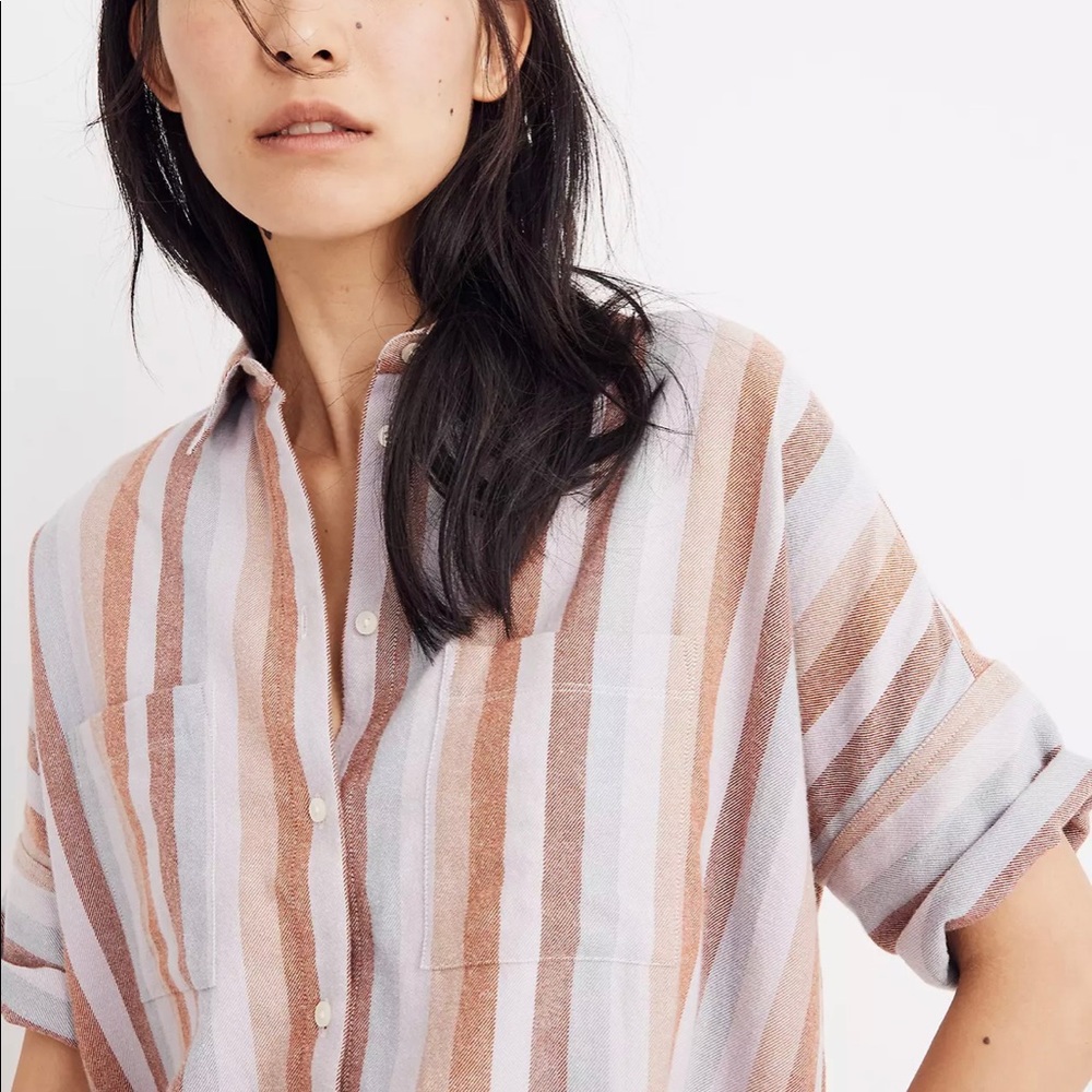 Madewell Striped Flannel Button Down T-shirt